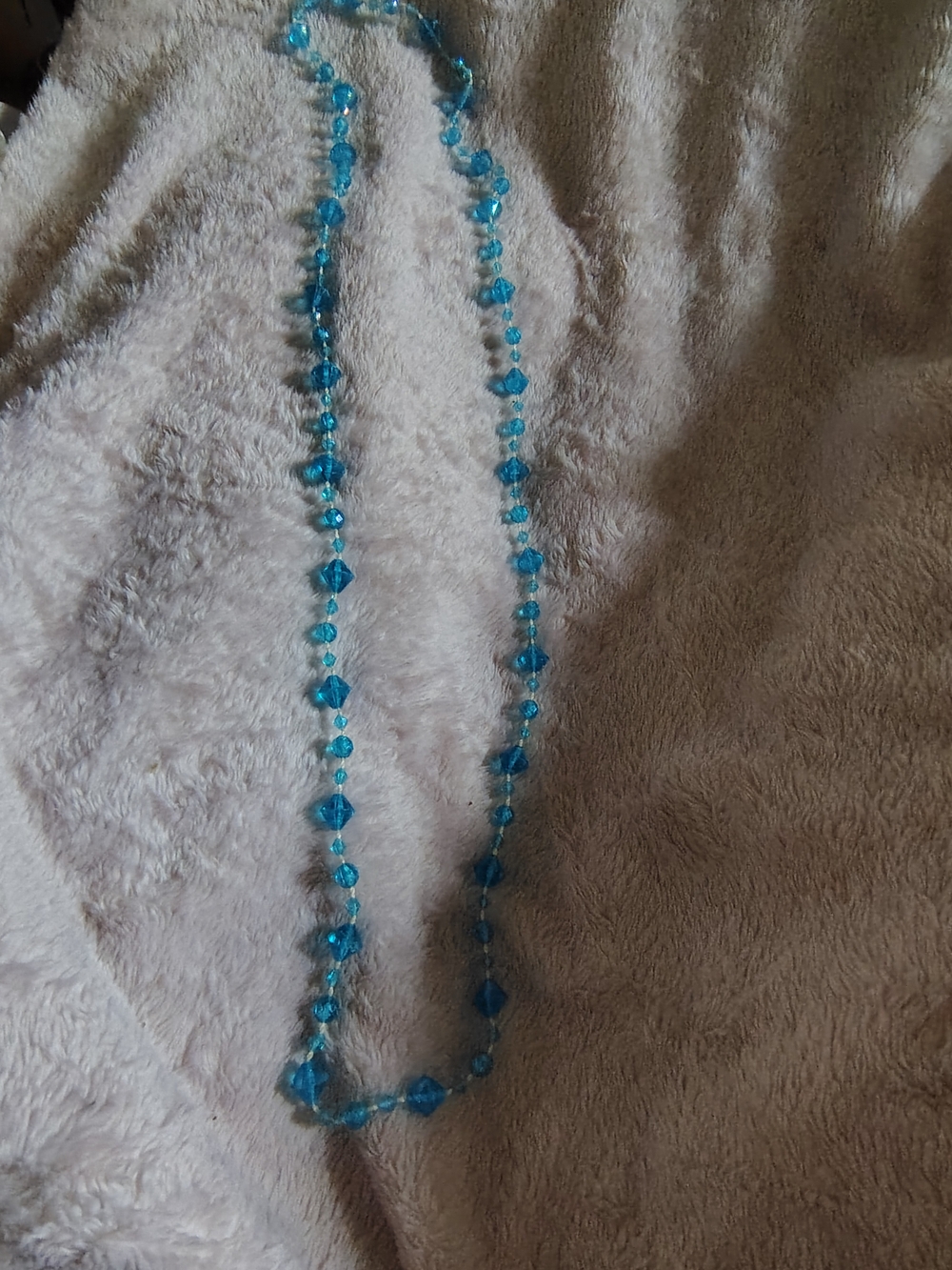 📿Vintage 17" Faceted Blue Crystal Bead Necklace Art Deco Style📿